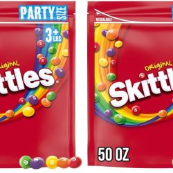 SKITTLES Original Chewy Candy Rainbow Colorful Bite Size Snacks for Celebrations. Parties. Holiday. Candy Dishes. Party Size. 50 oz Bag