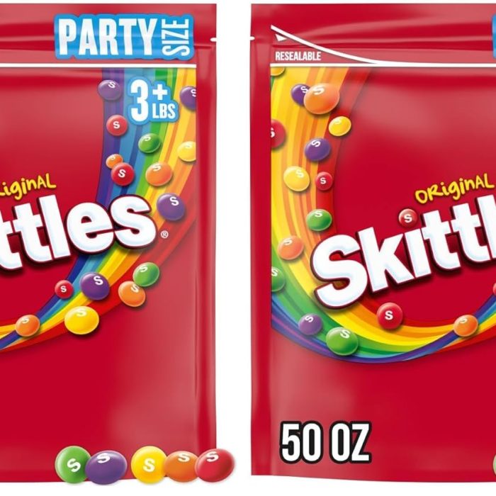 SKITTLES Original Chewy Candy Rainbow Colorful Bite Size Snacks for Celebrations. Parties. Holiday. Candy Dishes. Party Size. 50 oz Bag