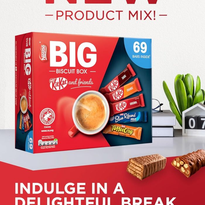 【New User Only】Nestlé Kitkat and Friends Big Biscuit Box | 69 x Chocolate Biscuit Bars – KitKat, Blue Riband, Toffee Crisp | Bulk Chocolate Box 1.357kg X2 boxes