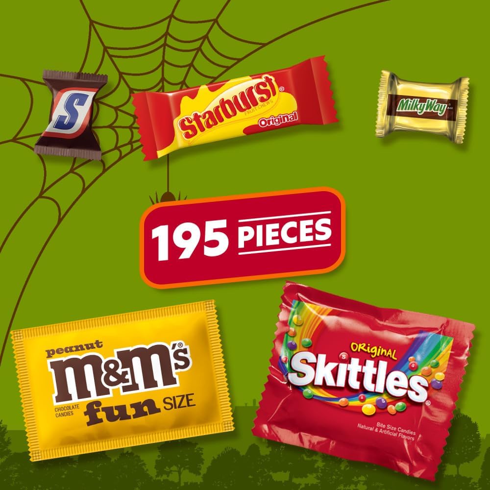 M&M's. SNICKERS & More Fun Size Halloween Candy Variety Pack. 195 Ct Bulk Bag - Image 4