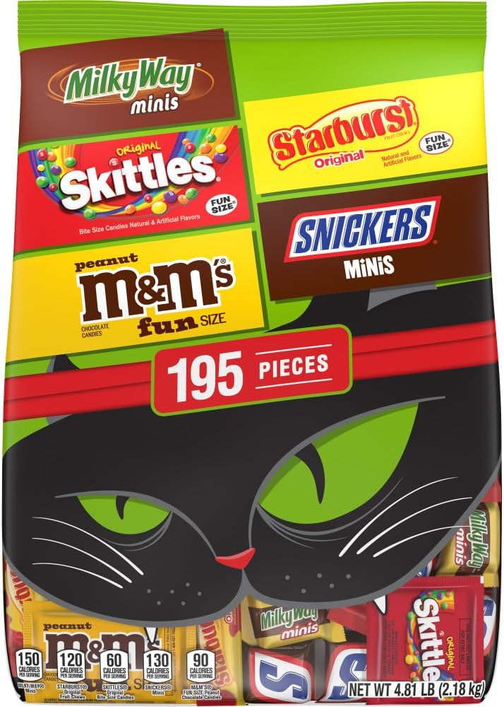 M&M's. SNICKERS & More Fun Size Halloween Candy Variety Pack. 195 Ct Bulk Bag