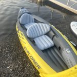 Intex 68307EP Explorer K2 Inflatable Kayak Set: Includes Deluxe 86in Aluminum Oars and High-Output Pump – SuperStrong PVC – Adjustable Seats with Backrest – 2-Person – 400lb Weight Capacity