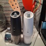 CIRCLE JOY Rechargeable Salt and Pepper Grinder Set Gravity Electric Salt and Pepper Grinder Set. LED Light. Adjustable Coarseness. for Home Kitchen BBQ. Black & White