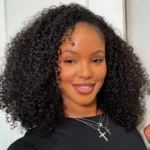 300% Glueless Wigs Human Hair Afro Kinky Curly Headband Wig Upgrade 3 IN 1 Half Wig With Drawstring Seamless Clip Ins Flip Over