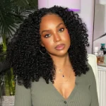 300% Glueless Wigs Human Hair Afro Kinky Curly Headband Wig Upgrade 3 IN 1 Half Wig With Drawstring Seamless Clip Ins Flip Over