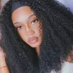 300% Glueless Wigs Human Hair Afro Kinky Curly Headband Wig Upgrade 3 IN 1 Half Wig With Drawstring Seamless Clip Ins Flip Over