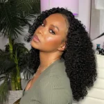 300% Glueless Wigs Human Hair Afro Kinky Curly Headband Wig Upgrade 3 IN 1 Half Wig With Drawstring Seamless Clip Ins Flip Over