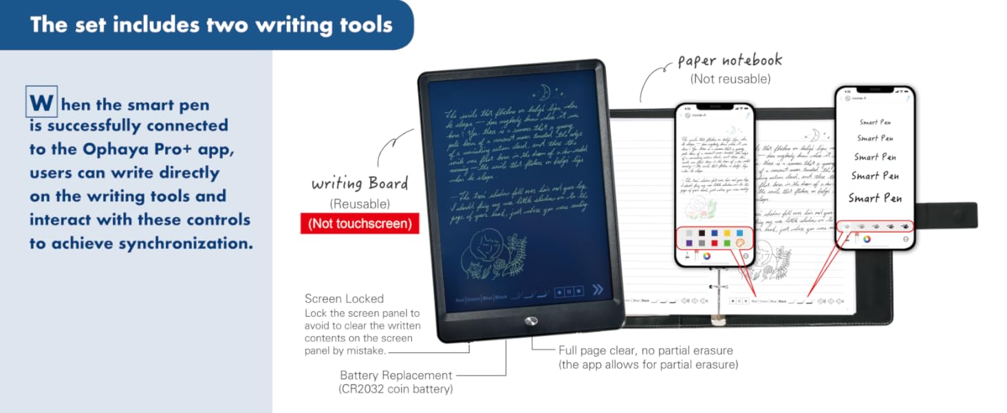 Smart Sync Pen for Note Taking with Notebook and Writing Board.Real-time Sync for Digitizing.Convert to Text.Storing.Sharing Paper Notes via APP on Smartphone/IPAD (Android and iOS)