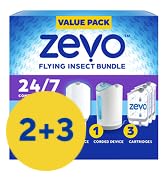 Zevo 2 Flying Insect Traps & 2 Refill Cartridges - Plug in Fly Trap & Indoor Bug Catcher for Gnats. House & Fruit Flies - Blue & UV Light Technology. Mess-Free Alternative to Bug Zapper