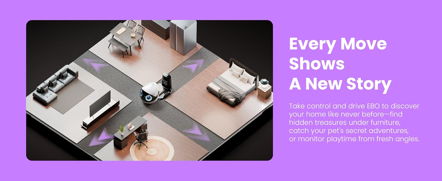 Indoor Security Camera Robot EBO Air 2 PLUS: 2K Pet Camera. Movable Home Robot. Custom Facial Expression. Auto-Recharge. Battery-Operated. 2-Way Talk. Night Vision. 32GB Memory Card