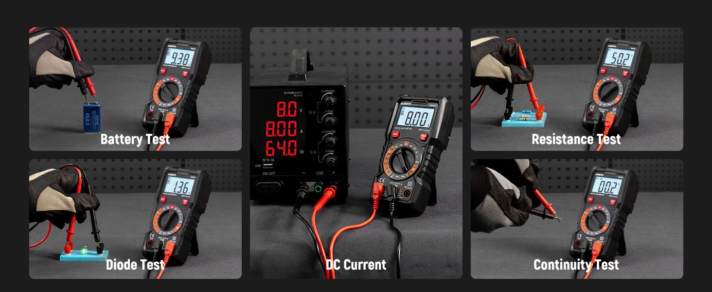 KAIWEETS Electrical Test Kit KIT01, Digital Multimeter, Smart Non-Contact Voltage Tester & GFCI Outlet Tester with LCD, Complete Set with Carrying Case & Batteries for Electrician, DIY & HVAC