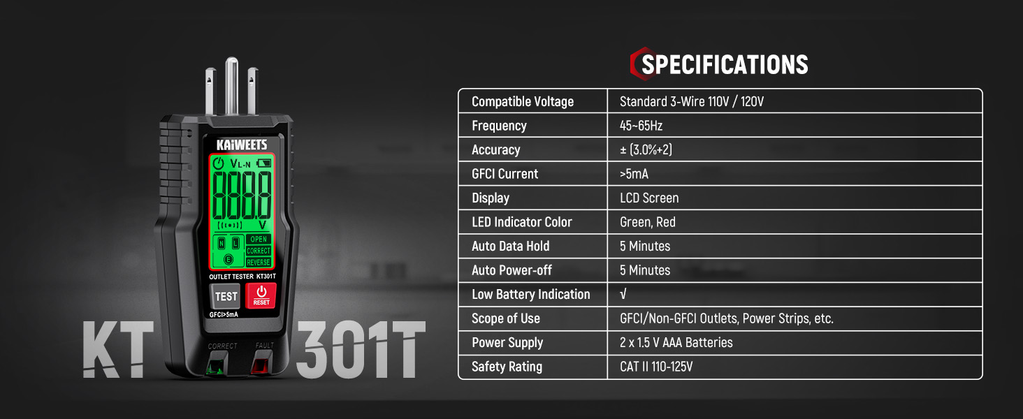 KAIWEETS Electrical Test Kit KIT01, Digital Multimeter, Smart Non-Contact Voltage Tester & GFCI Outlet Tester with LCD, Complete Set with Carrying Case & Batteries for Electrician, DIY & HVAC