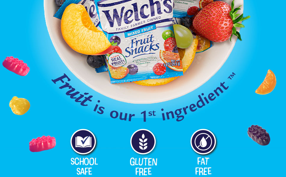 Welch's Fruit Snacks. Mixed Fruit & Berries 'N Cherries Variety Pack. Great for School Lunches. Bulk Pack. Halloween Treats. Individual Single Serve Bags. 0.8 oz (Pack of 60)