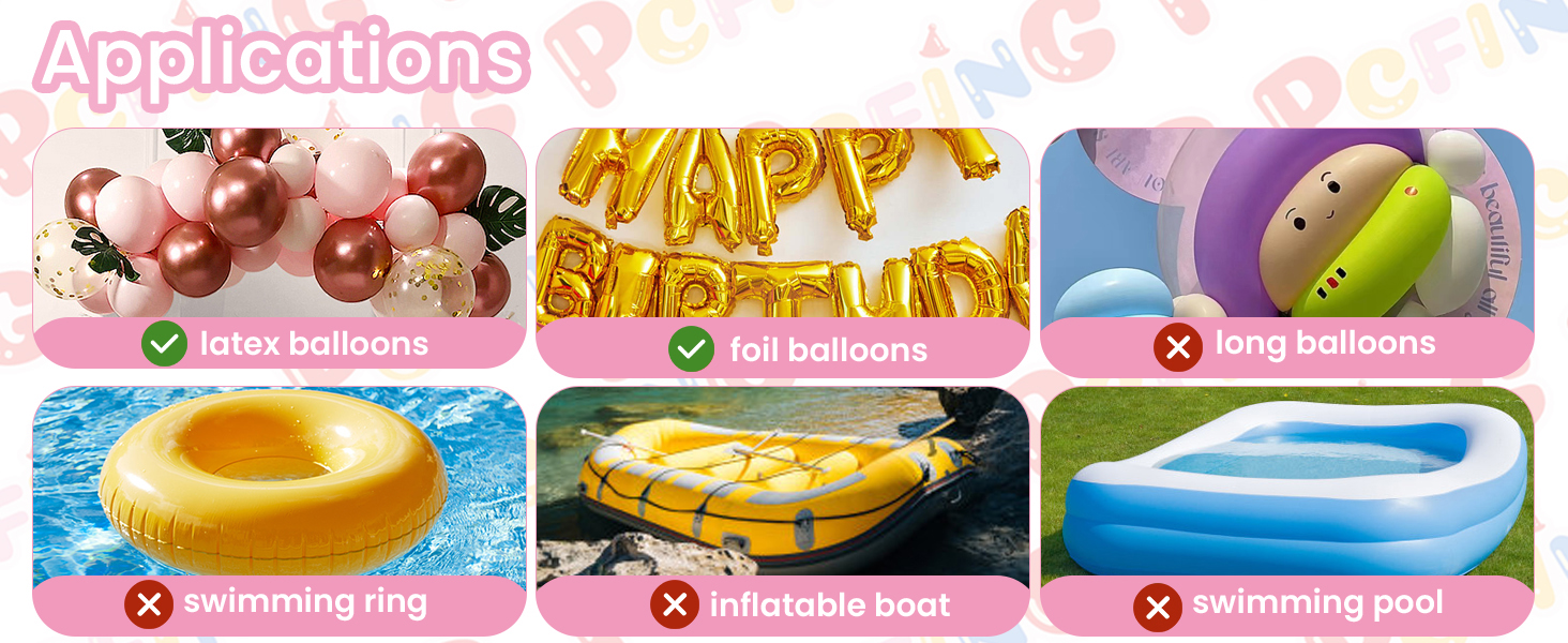 PCFING Balloon Pump Electric, Portable Balloons Inflator Blower Machine with Balloon Tie Tool & Dual Nozzle
