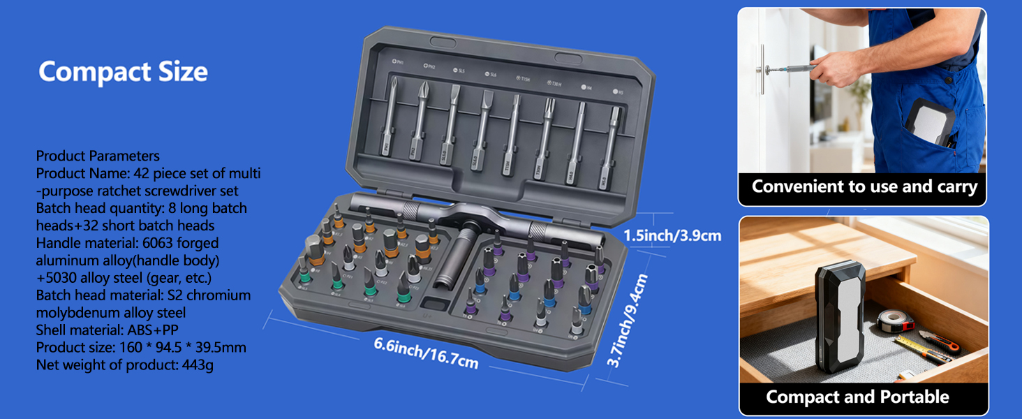 42 in 1 Magnetic Screwdriver Set, DIY Ratchet Screwdriver Set, Multi Bit Magnetic Drive,with Detachable Ratchet Handle and Storage Case, Portable Compact Repair Tool Kit for Furniture Computer Bicycle