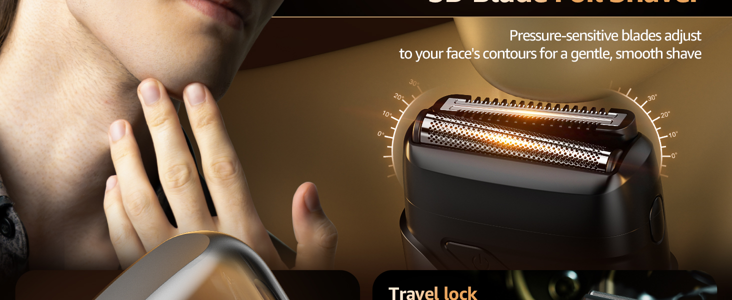 Mini Electric Razor for Man: Electric Foil Shavers for face - IPX7 Waterproof Cordless Razor with LED Display & Fast Charge - Micro-Comb Technology & Upgraded Blades. Carbon Black