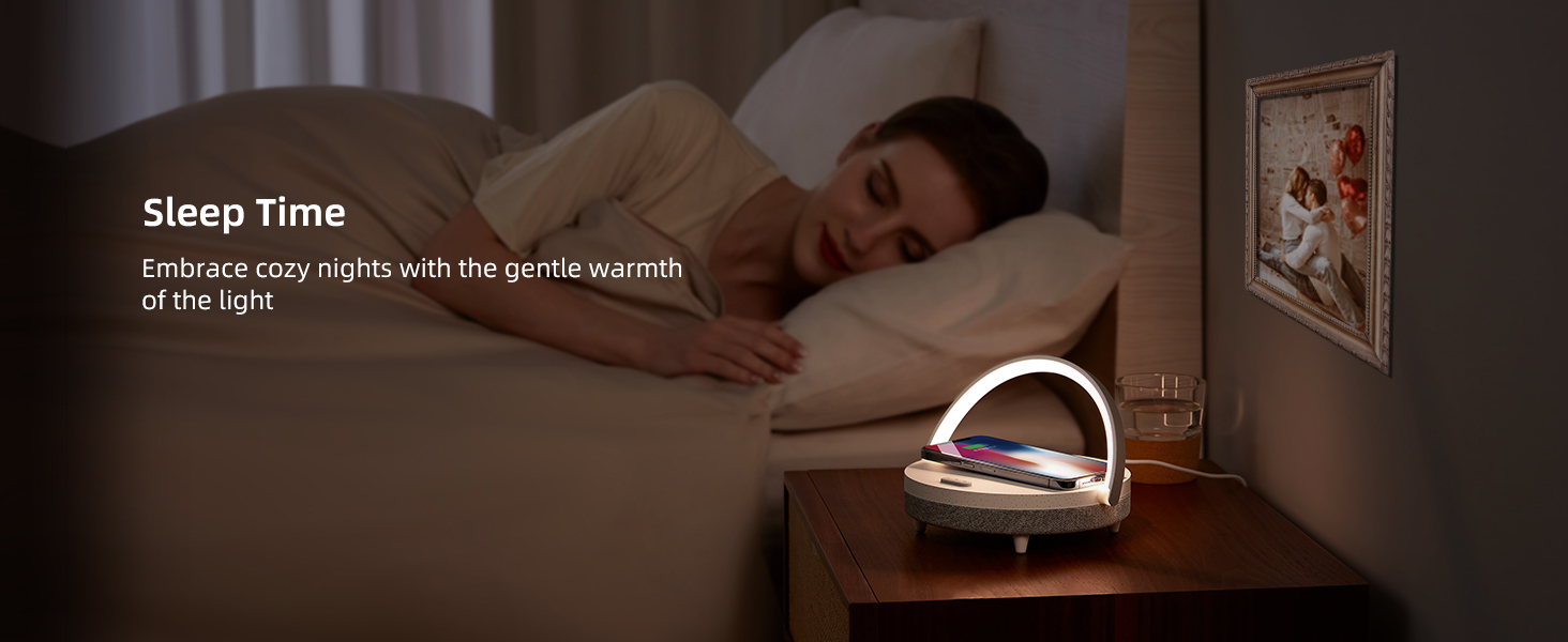 EZVALO Gifts for Women. 4-in-1 Portable Bluetooth Speaker. Bedside Lamp with Wireless Charger. Dimmable Night Light and Phone Holder. Christmas and Birthday Gifts for Teens. Families and Friends