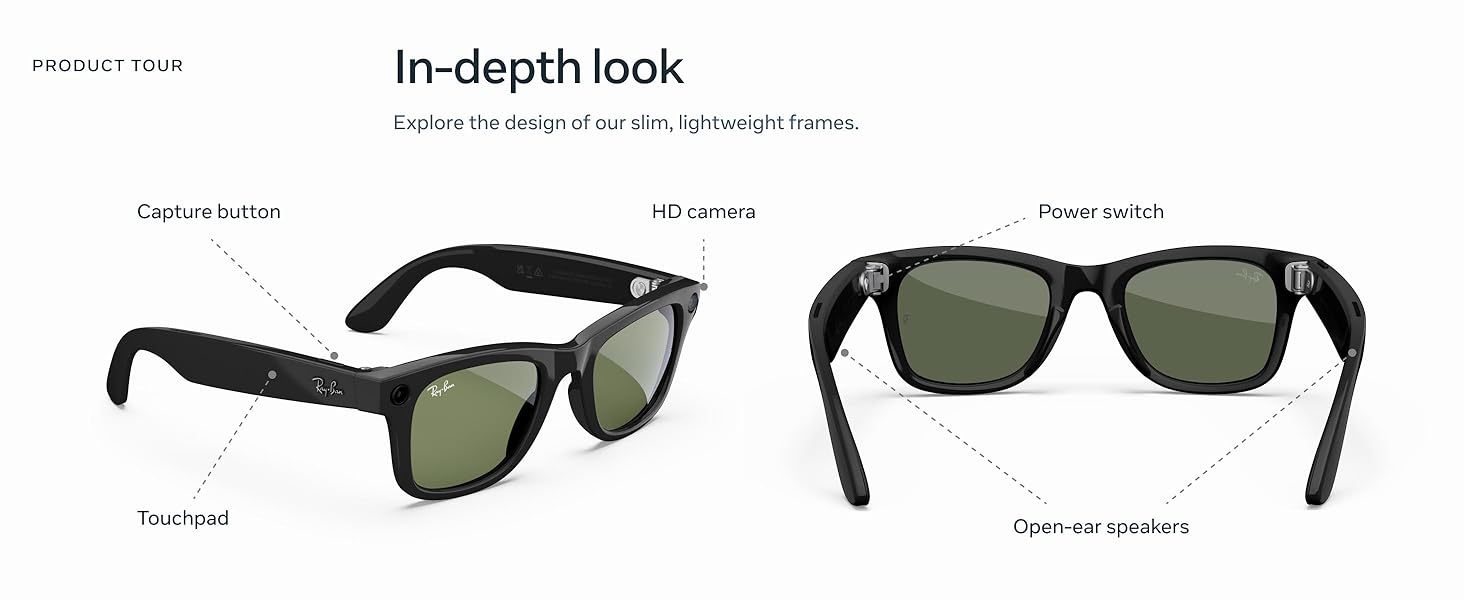Ray-Ban Meta (Gen 1). Wayfarer. Matte Black | Smart AI Glasses for Men. Women — 12 MP Camera. Open-Ear Speakers. Video Recording. Bluetooth — Polarized Gradient Graphite Lenses — Wearable Technology