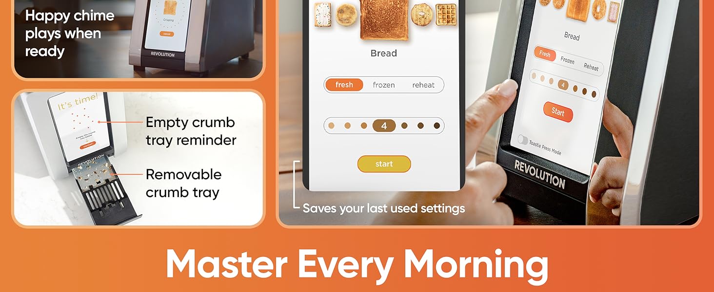 Revolution R180 Connect Touchscreen Smart Toaster with High-Speed InstaGLO Technology – Choose from 6 Bread Types. 7 Browning Levels. & Toastie Press Mode (Stainless Steel. 2-Slice)