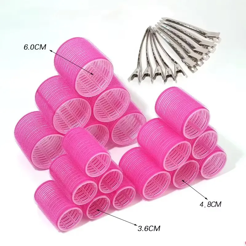 Waydress 6 Pcs Double Layer Bangs Hair Curlers Self Grip Hair Rollers Styling Tools with Rat Tail Comb. 3 Sizes