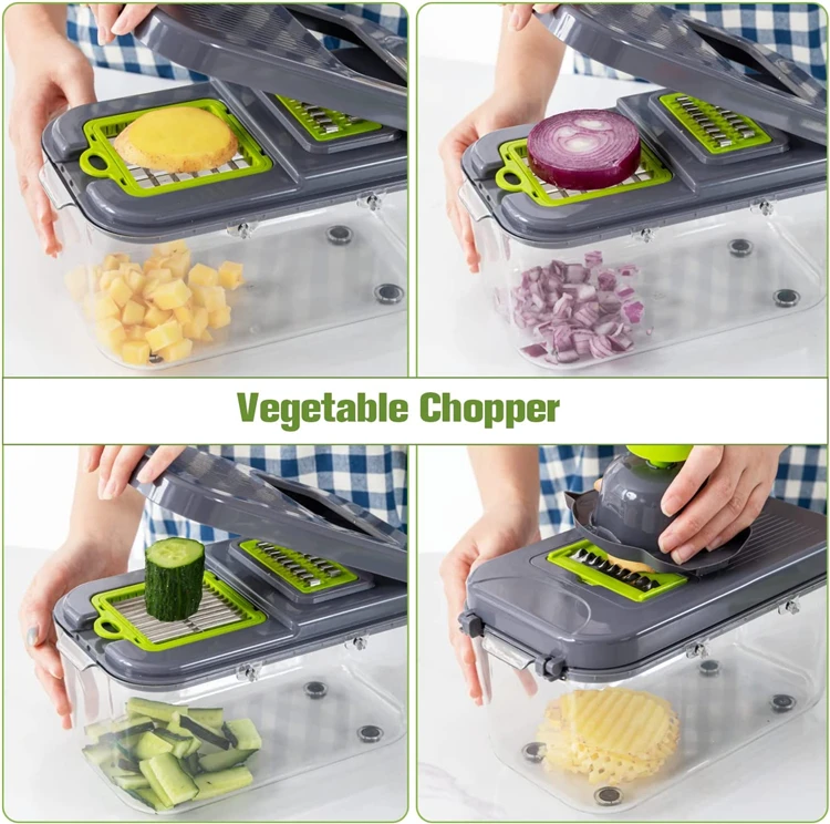 Cloud Market 22-in-1 Vegetable Chopper & Mandoline Slicer with Container. 13 Blades. Onion Chopper. Veggie Dicer. Cheese Grater. Egg Separator. Kitchen Food Cutter Set