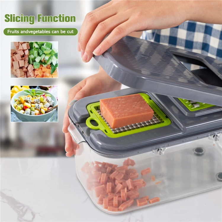 Cloud Market 22-in-1 Vegetable Chopper & Mandoline Slicer with Container. 13 Blades. Onion Chopper. Veggie Dicer. Cheese Grater. Egg Separator. Kitchen Food Cutter Set