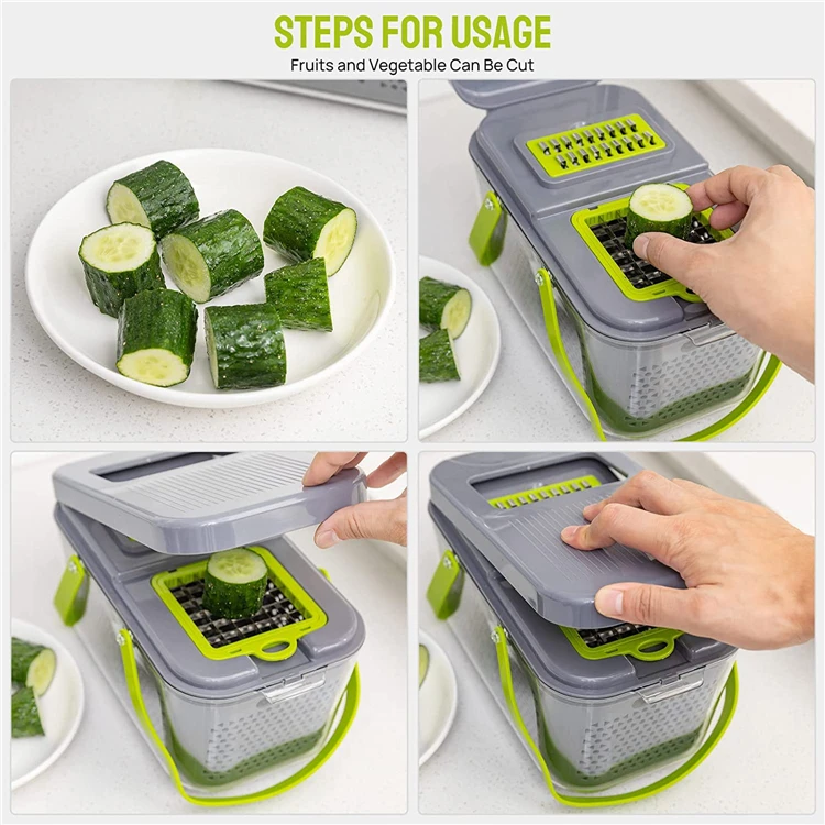 Cloud Market 22-in-1 Vegetable Chopper & Mandoline Slicer with Container. 13 Blades. Onion Chopper. Veggie Dicer. Cheese Grater. Egg Separator. Kitchen Food Cutter Set