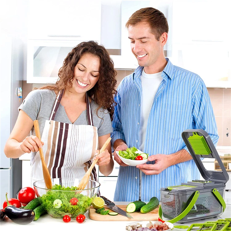 Cloud Market 22-in-1 Vegetable Chopper & Mandoline Slicer with Container. 13 Blades. Onion Chopper. Veggie Dicer. Cheese Grater. Egg Separator. Kitchen Food Cutter Set