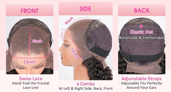 Pizazz 99J Burgundy Deep Wave Lace Front Wigs Human Hair Pre Plucked | 13x4 HD Lace Frontal Wigs with Baby Hair Pre Bleached Knots 180 Density Human Hair Wigs for Women18 Inch
