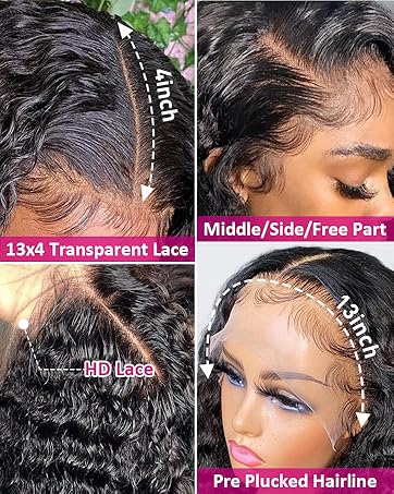 Pizazz 99J Burgundy Deep Wave Lace Front Wigs Human Hair Pre Plucked | 13x4 HD Lace Frontal Wigs with Baby Hair Pre Bleached Knots 180 Density Human Hair Wigs for Women18 Inch