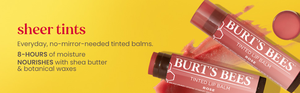 Burt's Bees Lip Tint Balm, Petal Rose, 0.15 oz., 2 Tubes