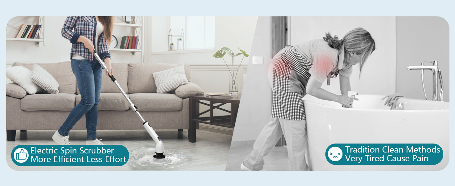 TUYU 8-in-1 Cordless Electric Spin Scrubber