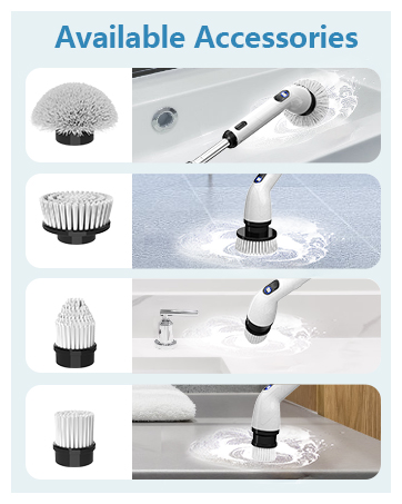 TUYU 8-in-1 Cordless Electric Spin Scrubber
